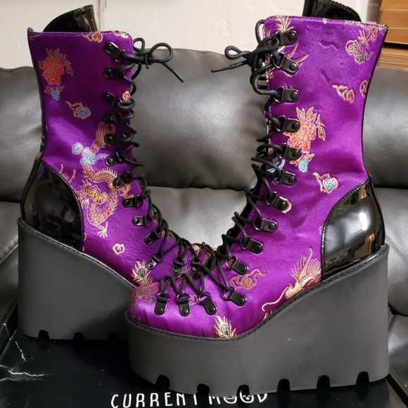 Current Mood Shoes - current mood dynasty barcode platform boots purple
